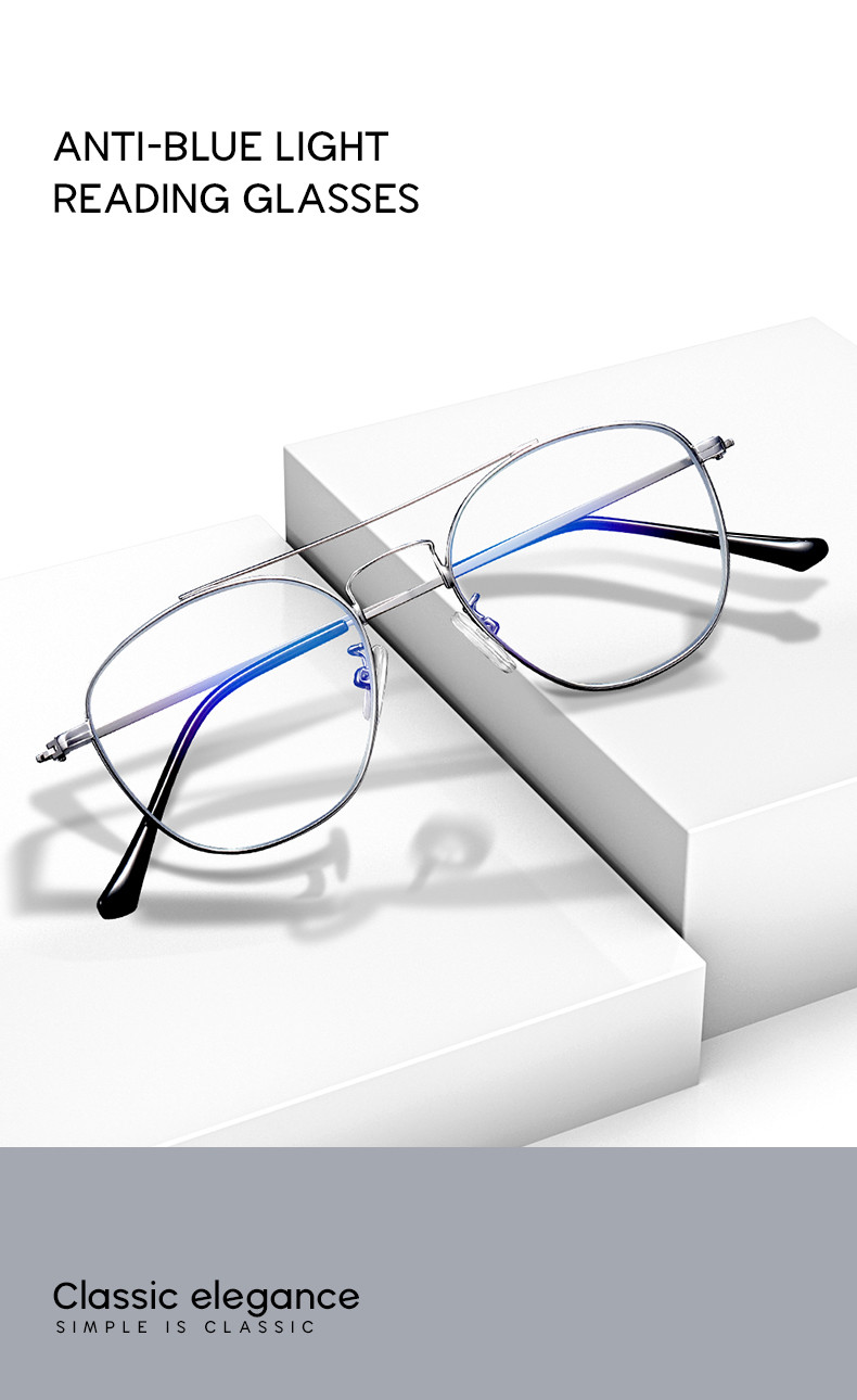 Titanium Multifocal Metal Frame Aviator No Line Progressive Reading Glasses Clear Lens Tortoise Acetate