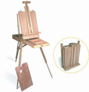 China Wooden Painting Easel Art Stand , French Sketch Box Easel With Palette Belt Aluminium Tray wholesale