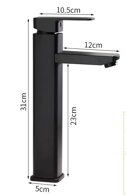 Deck Mount 304 Stainless Steel Bathroom Faucet Hotel Square Sink Tap