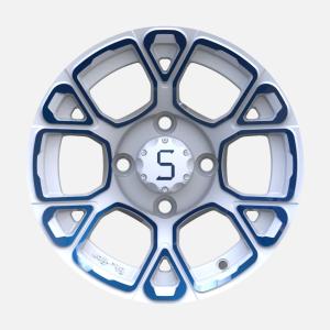 China 12 Inches Golf Cart Blue/White Aluminum Wheels PCD 4/101.6 Offset -25 wholesale