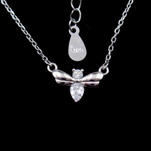 China Little Bee Silver Cubic Zirconia Necklace With Rhodium / 18K Gold Plating wholesale