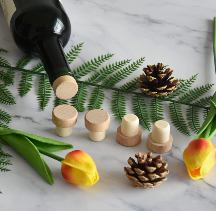 Clear Bottle Stopper T-Shaped Wine Corks for Reusable Wooden and Rubber Sealed Plugs