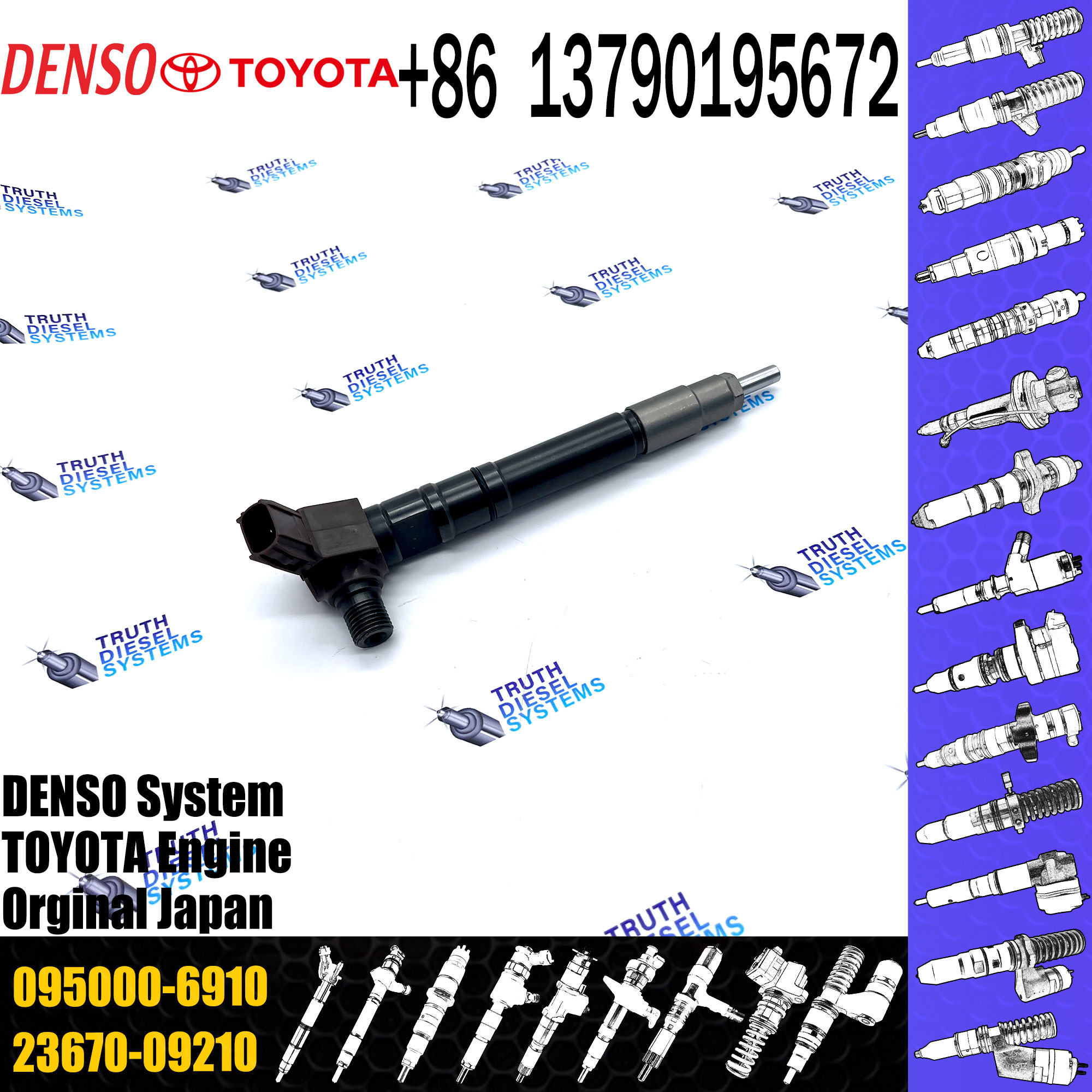 Genuine Common Rail Fuel Injector 095000-6230 095000-7640 095000-7280 095000-6910 For TOYOTA 23670-0R170 23670-09140