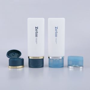 China 60ml Plastic Cosmetic Bottle White Flip Top Cap Bottle Oval wholesale