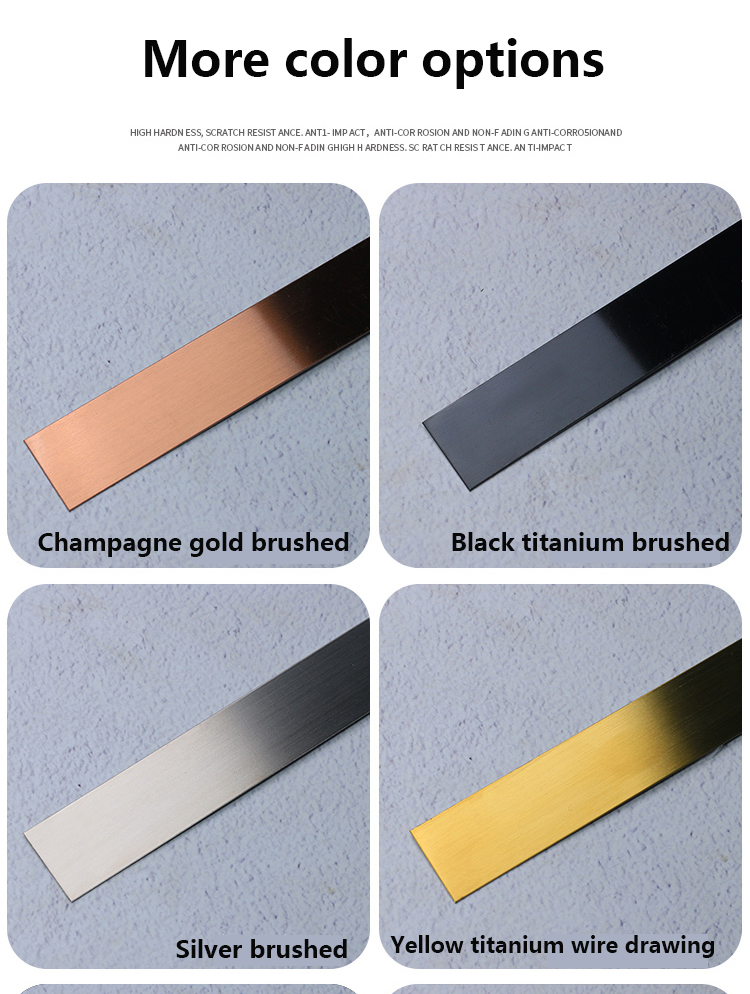 Shiny Brass Stainless Steel Flat Trim Strips Metal Wall For Decoration