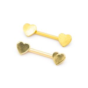 China Smooth Surface Gold Nipple Piercings Jewelry Heart End 14G 1.6mm wholesale