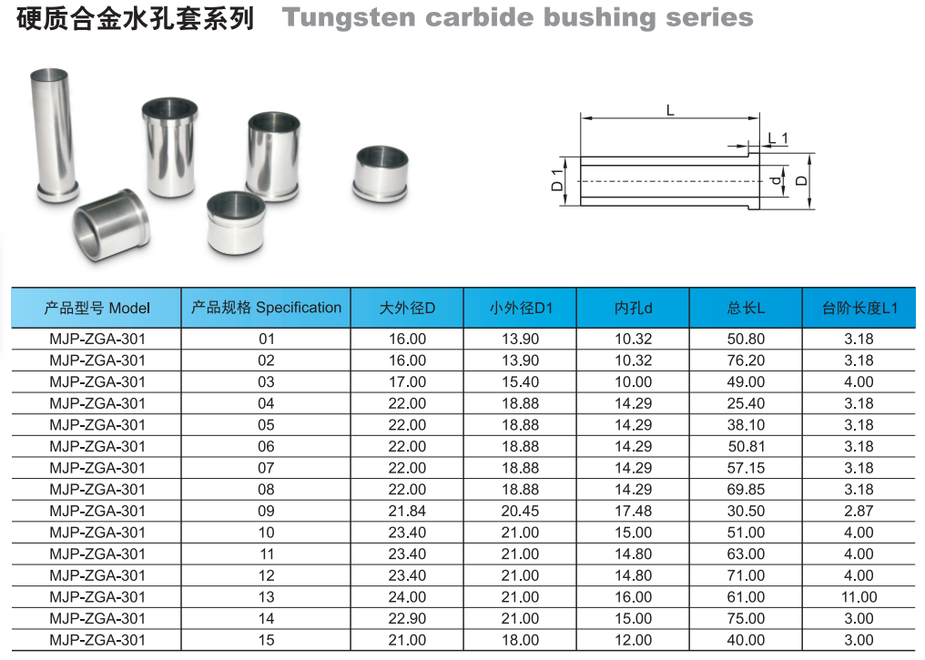 Cemented Tungsten Carbide Shaft Sleeve YG13 Drill Bushing