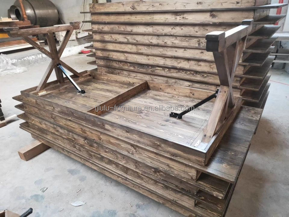 Wholesales Banquet Hotel Home Foldable Solid Pine Wood Farm Table and Bench in Luxury Classic Style with Mail Packing Y