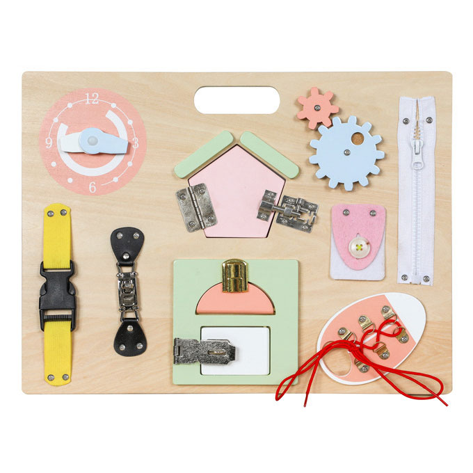 Beech Wood Busy Board Montessori Wall Game Board Toy for Kids Memory and Thinking Training