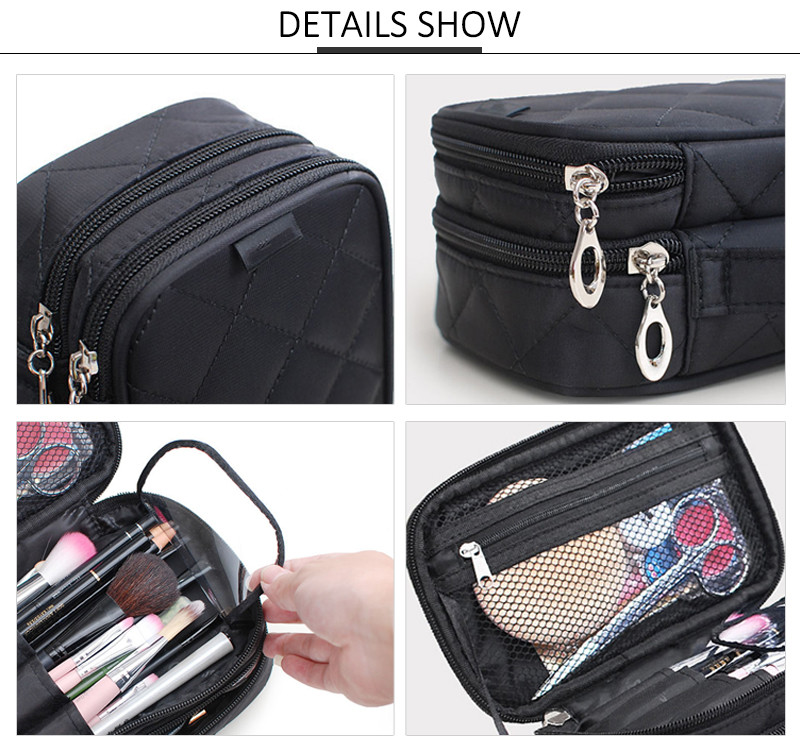 Travel Rhomboid Polyester Makeup Case Organizer For Girls