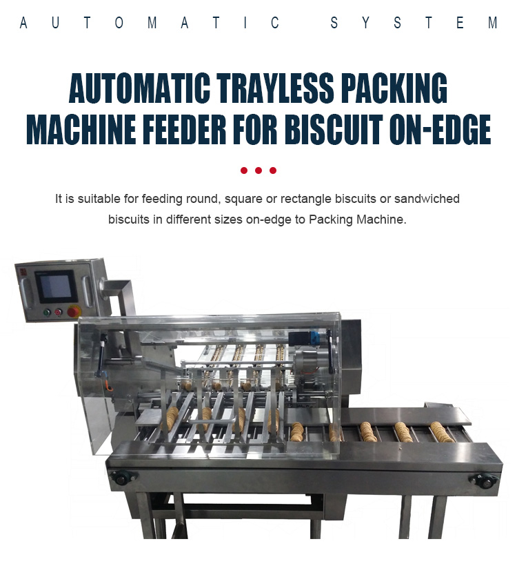 High Quality Tray Less On-Edge Automatic Cookies Packing Machine For Biscuits Packing Line