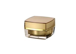 China Plastic Gold Cosmetic Cream Jar , 15g 30g 50g Acrylic Square Cream Jar wholesale
