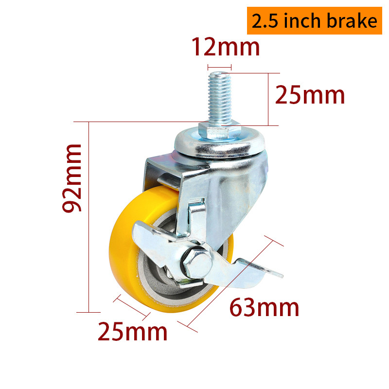 EDL Light Duty 2.5inch 80kg Threaded TPU Caster by Swivel and Brake type