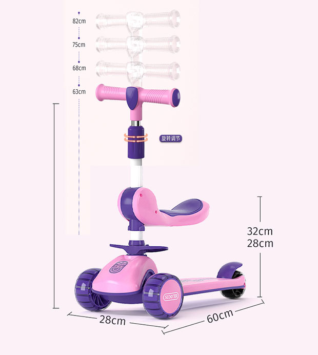 Adjustable Height Scooter for Kids Ages 4-6Y Collapsible and Durable Max Load 200 LBS