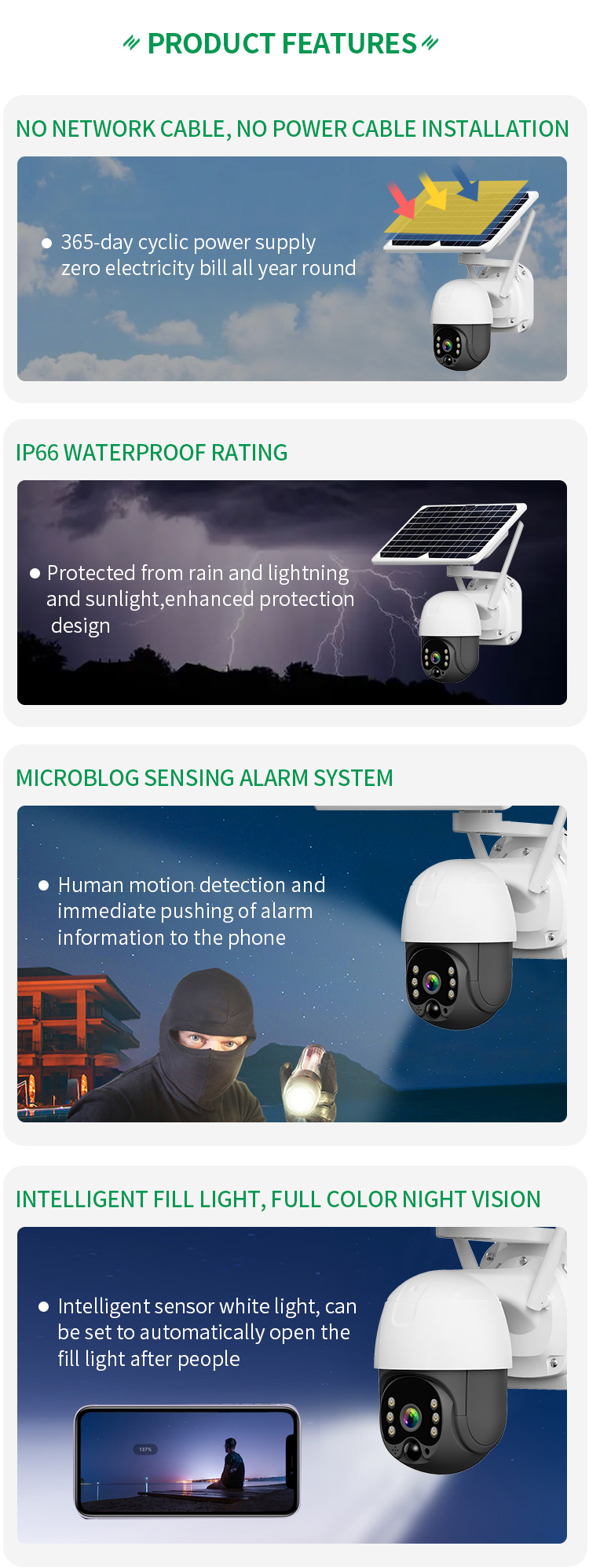 HD 1080P 4G WIFI Tuya Night Vision Wireless Solar Camera Two Way Audio Solar Waterproof