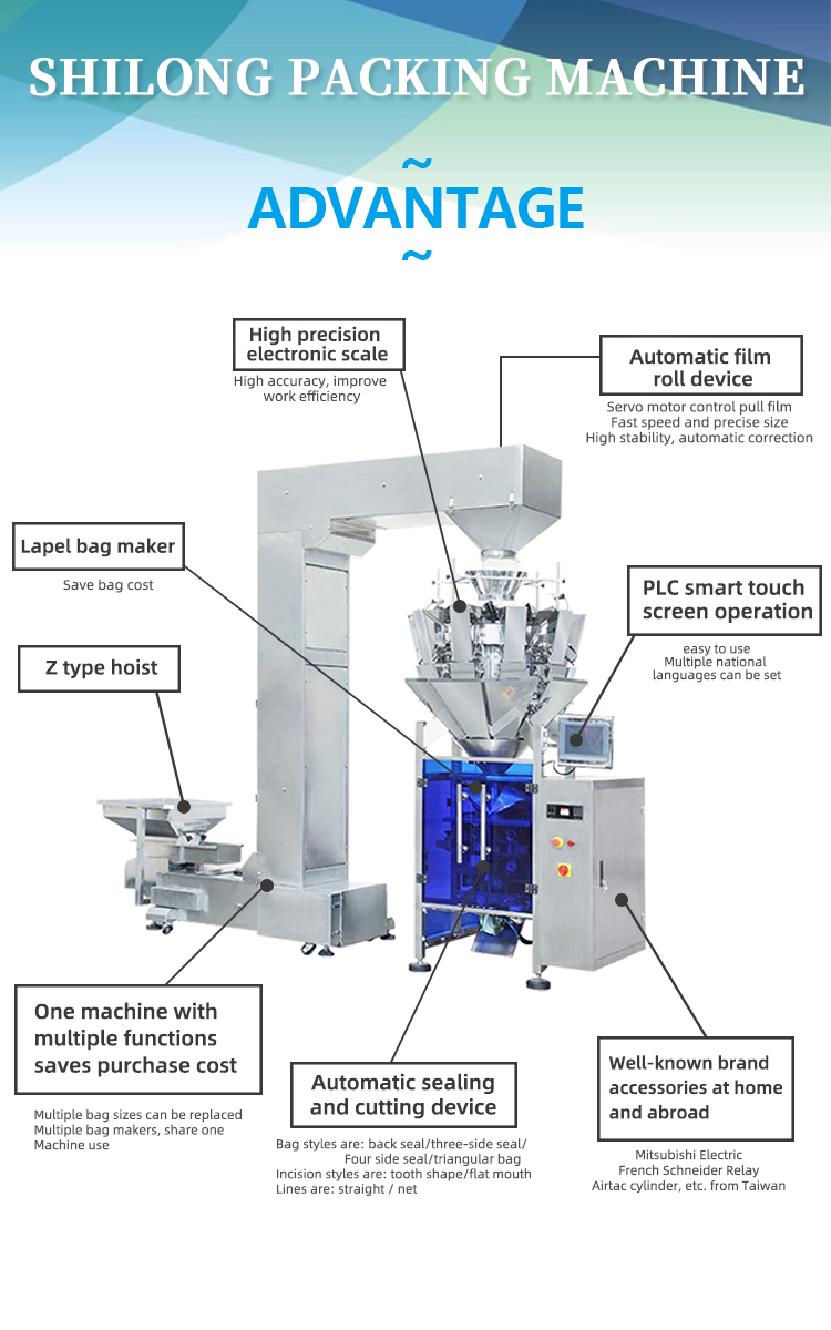 Biscuits Chips Pouch Multihead Weigher Packing Machine 600kg 10 Head