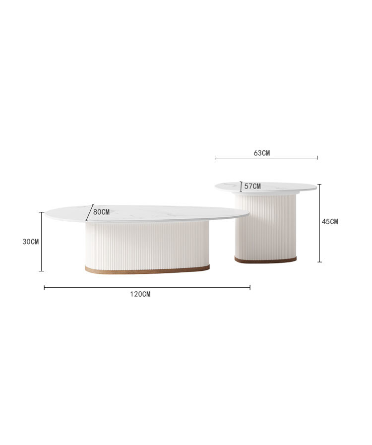 120*80cm Round Pedestal Coffee Table Marble Plate OEM With Wooden Base