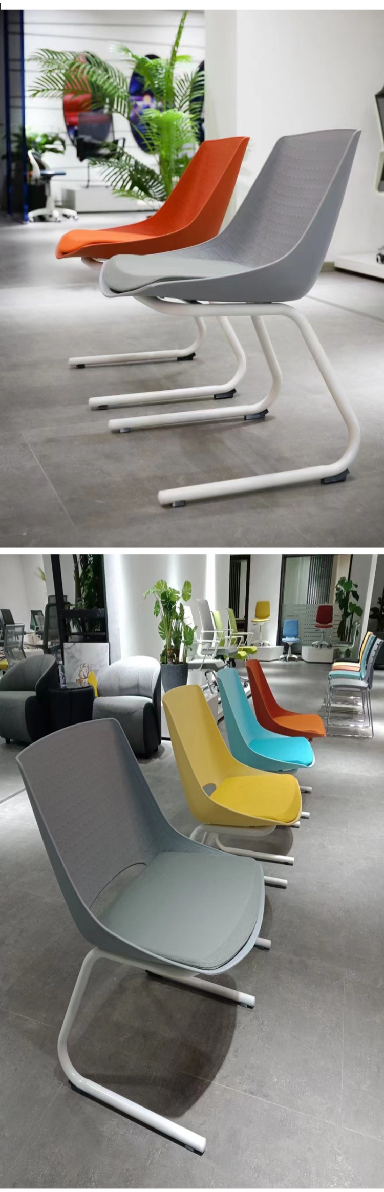 OEM ODM Office Sleigh Leg Modern Design Stackable Training Center Chairs with 0.33CBM