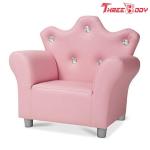 Comfy Modern Kids Furniture Child 'S Crown Armchair Pink PU Leather Sofa For