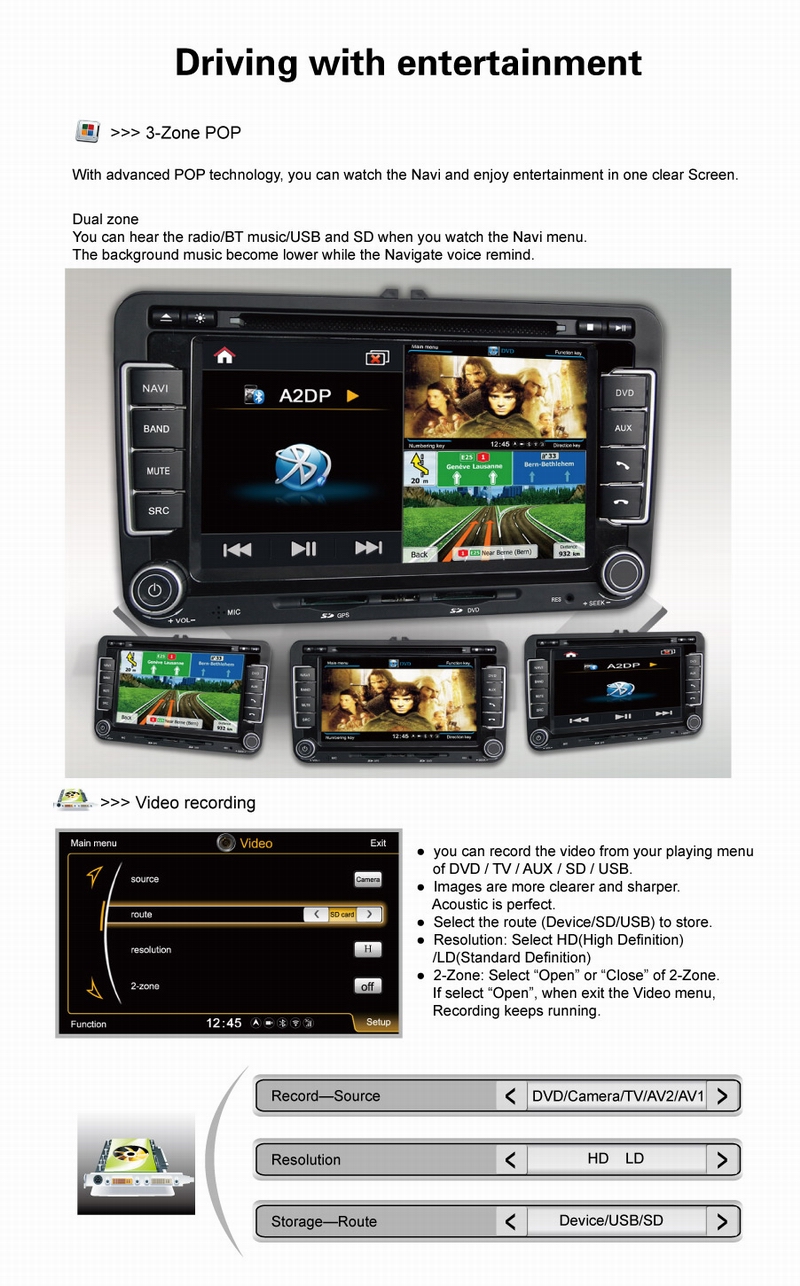 Ouchuangbo S100 Toyota Camry 2012 tape recorder dvd gps with 1G CPU cancan bus multimedia player OCB-131