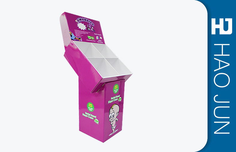 Foldable Eye Catching Strong Cardboard Display Stands For Baby Paper Diaper