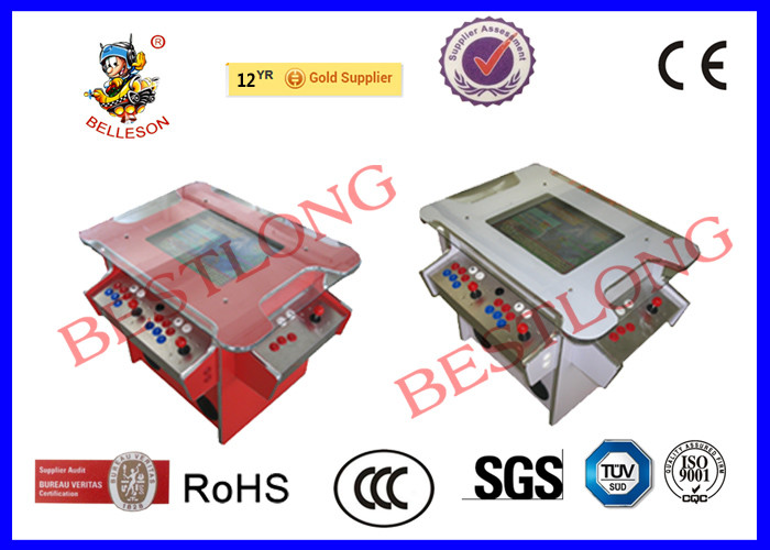 Coin Operated 4 Player Cocktail Arcade Machine With Stainless Steel Control Panel