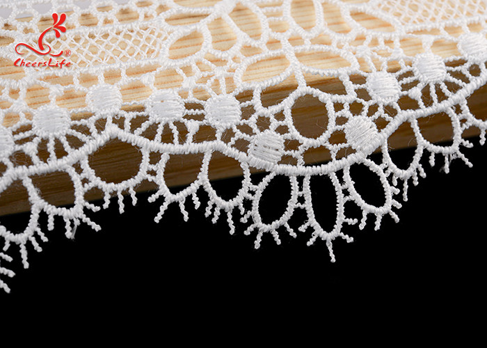 2 Inch Milk Yarn Water Soluble Lace Trim Scallop Side Chemical Embroidery White Ribbon Border