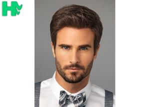 China Bright Silky Straight Men Hair Wig With Normal Lace Cap Construction wholesale