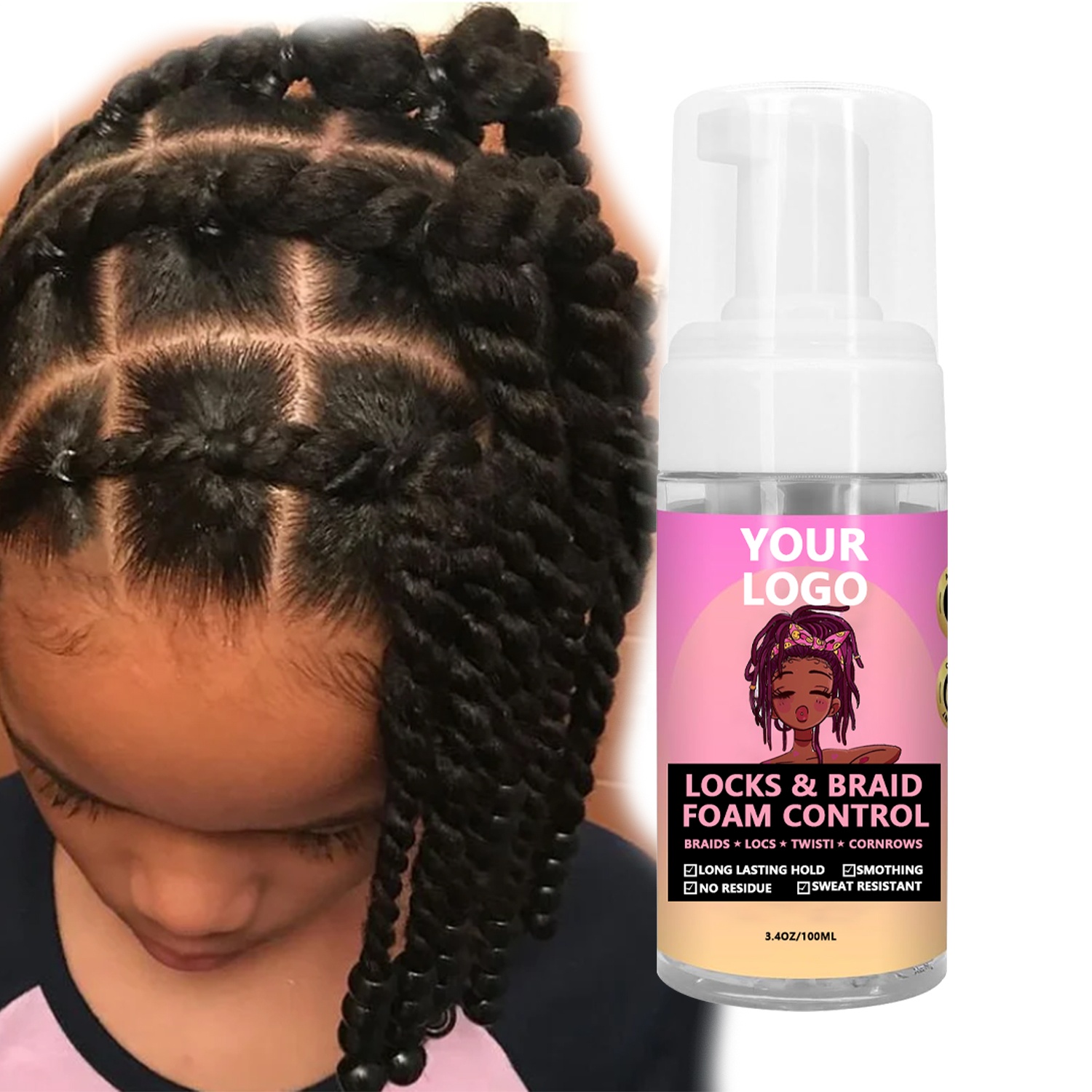 Extra Hold Curl Hair Mousse for Braids Braids Wigs Styling Foaming Private Label