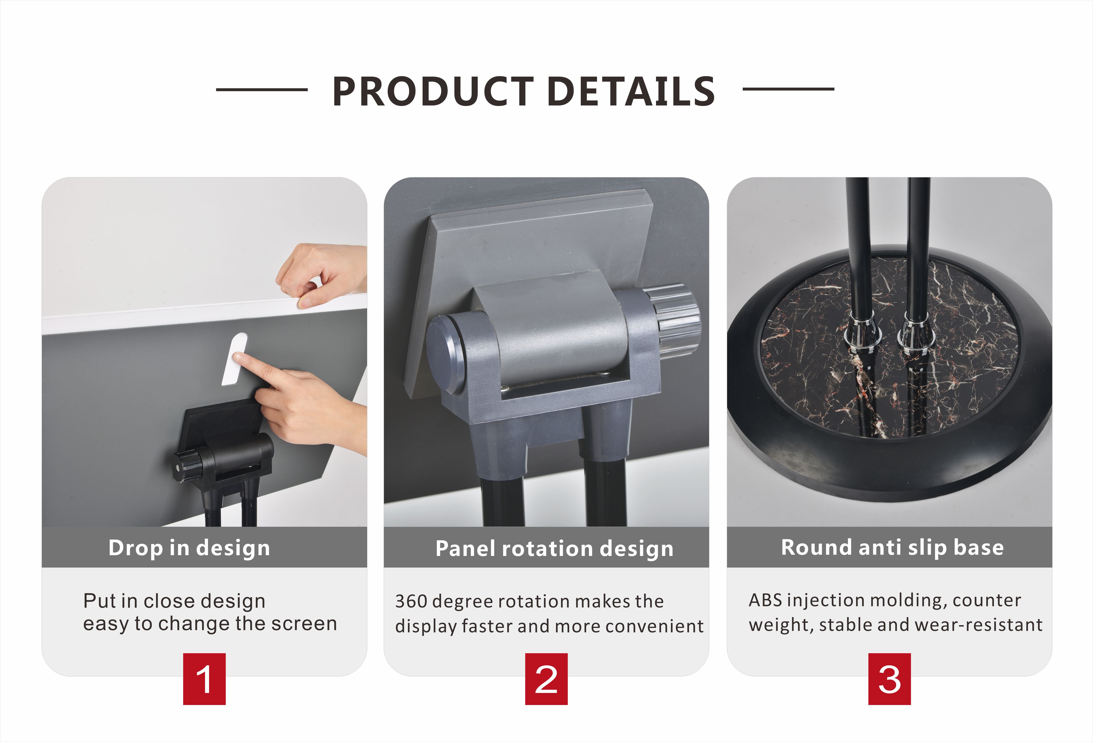 Aluminium Alloy Poster Display Stand 300x430mm Adjustable Panel Double Pole