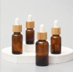 Glossy Amber Color Bamboo Essential Oil Glass Dropper Bottle Wood Cap Glass