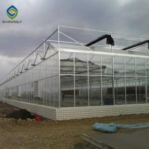 China 6m Vegetable Plant Commercial Hermetic Glass Greenhouse Multi Span wholesale