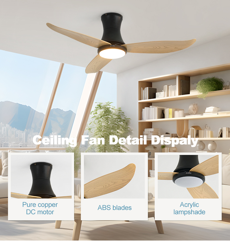 1stshine LED Ceiling Fan Light Low Profile Design with Wall Control and Energy Saving