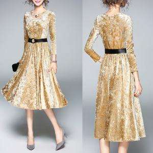 China A-line Long Sleeve elegant office dresses for lady wholesale
