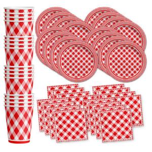 China Red Gingham Compostable Party Supplies wholesale