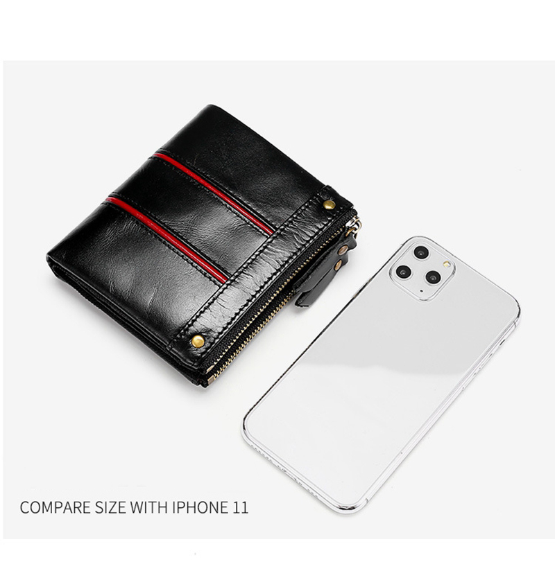 Vintage Style Minibook Men's Wallet with Zipper Closure and Hasp Closure 11.5*10.5*3cm