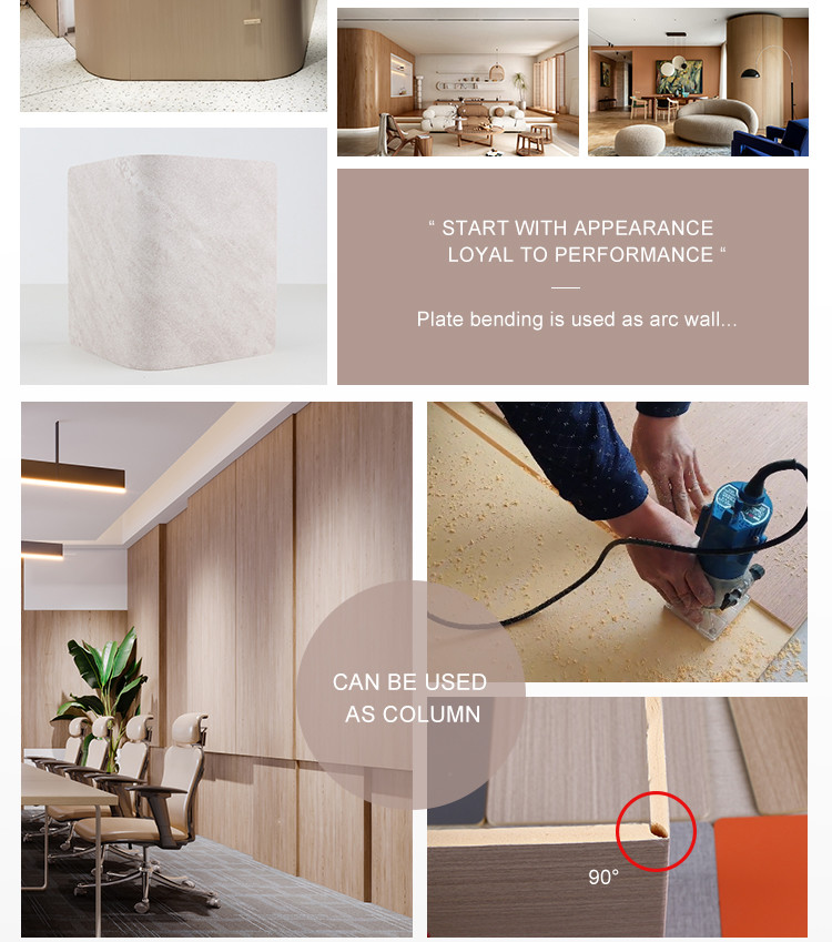 Hotel Interior Bamboo Charcoal Wood Veneer Paneling Water Resistance