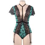 Large Size Perspective Floral Sexy Lace Lingerie 5XL Big Bust Lace Bodysuit
