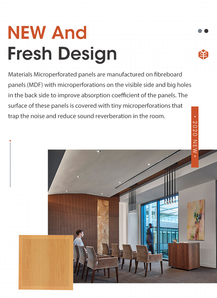 Interior Decorative Sound Absorbing Wall Panels Micro Perforation CE FSC Certified
