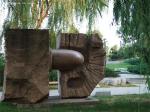 Red Granite sculpture in park