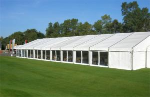 China 100 Seats White PVC Garden Party Tent Catering Hiring Tents A Frame Shape wholesale