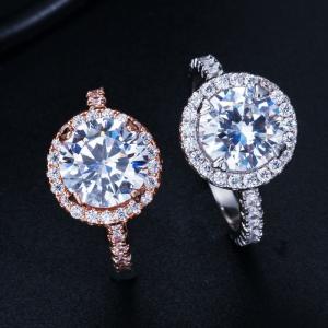 China Wedding mix size Carat Round CZ Plated Ring Simulated Eternity Ring Bands Ring Jewelry for Women Bague Anillos wholesale