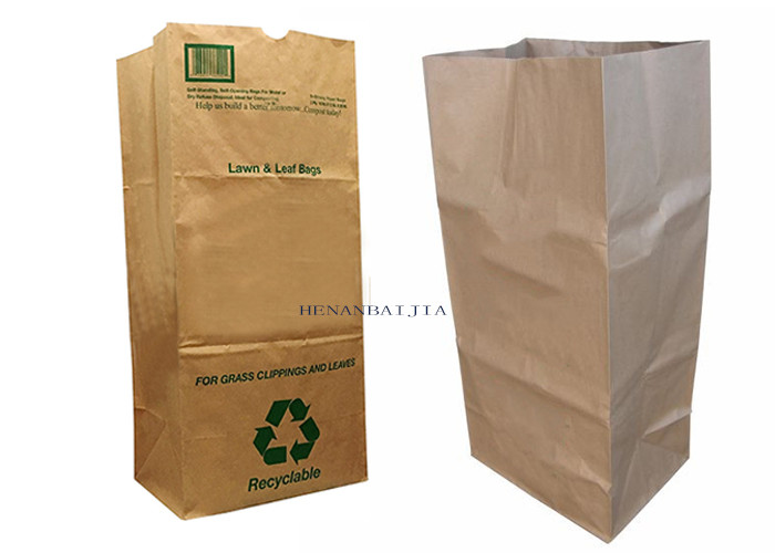 Custom Multiwall Lawn Paper Bags Brown Biodegradable Flexo Print Paper Refuse Bags