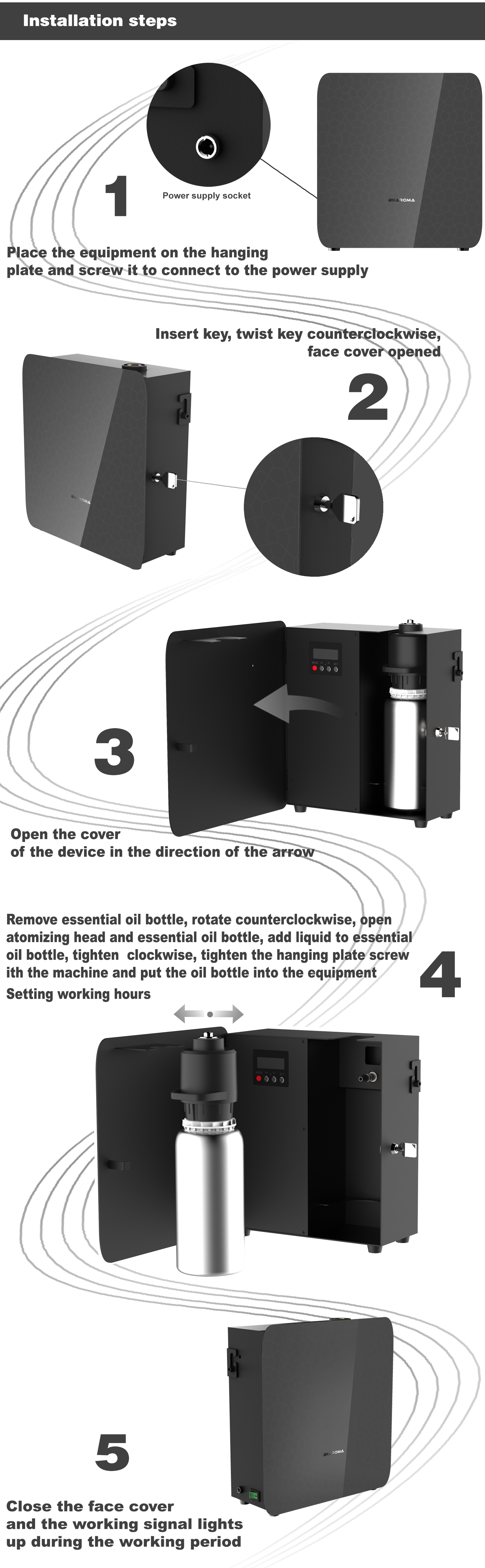 X1000 Electric Scent Diffuser Machine Metal Scent Machine Oil HAVC