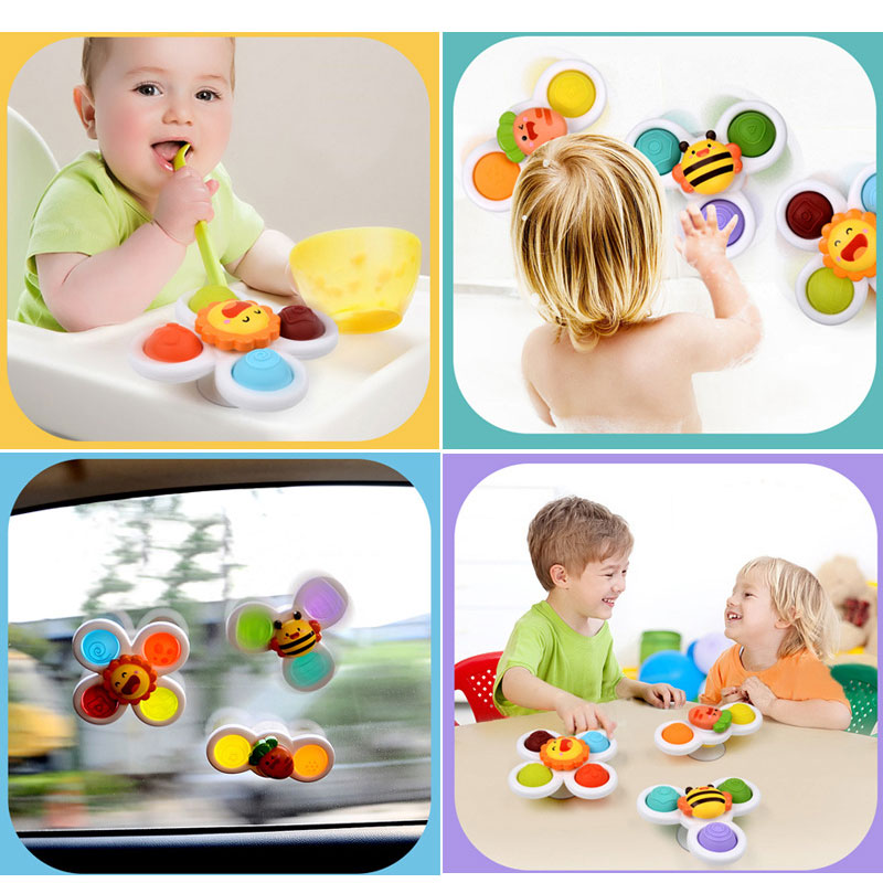 Airplane Car Travel Table Toys Strong Suction Cup Fidget Spinnerz for Baby 6-18 Months