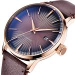 3atm Leather Strap Wrist Watch OEM 43mm Gents Quartz Watches Stainless Steel