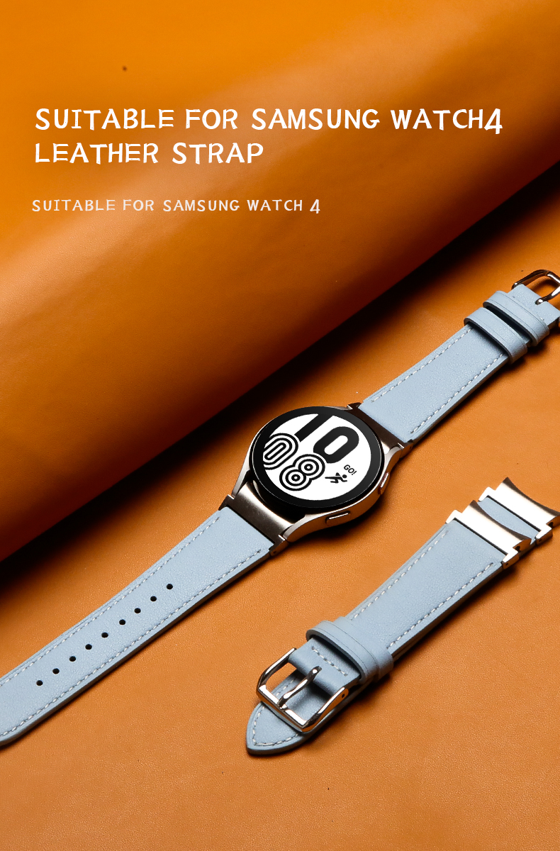 20mm Leather Watch Band for Samsung Galaxy Watch 4 Quick Release Genuine Leather Strap