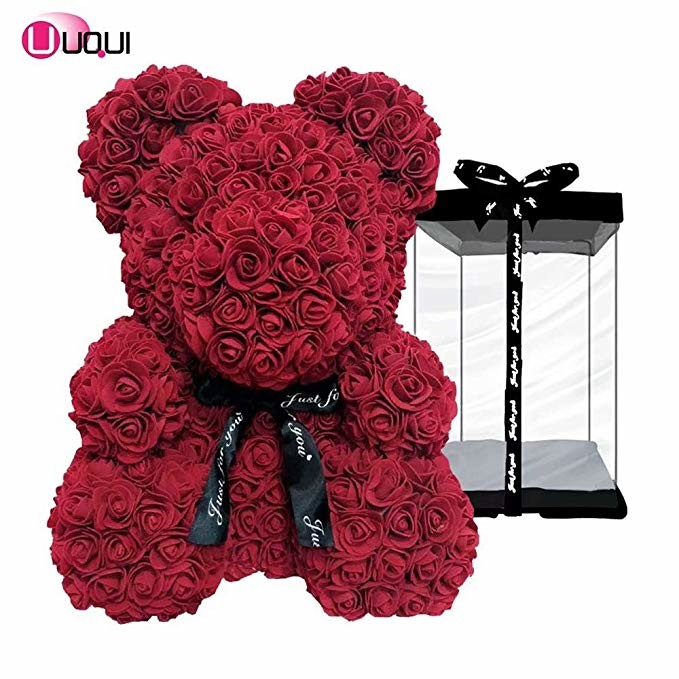 PE Roses Bear with More Colors Bear Roses for Christmas Gift most popular gift for family ,girlfriend,teacher