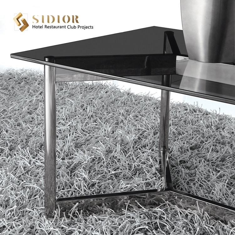 Plywood Movable Coffee Table Rectangle Stainless Steel Base 45cm Height