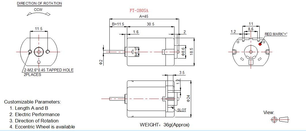 Customized Mini DC Motor 12v 24v 3000 - 20000 Rpm Speed With Female Terminal